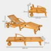 Houten vouwbare zonneligstoel met zijtafel, rol, ligstoel met 4 voudig verstelbare rugleuning, campingligstoel, tuinstoel tot 160 kg belastbaar, voor tuin strand, teak 4
