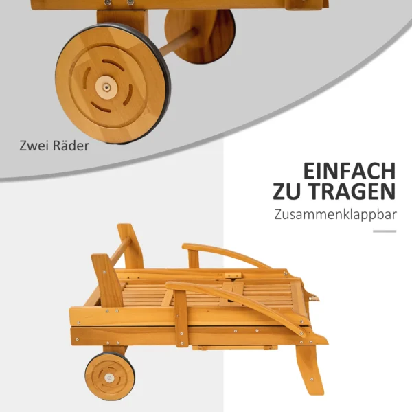 Houten vouwbare zonneligstoel met zijtafel, rol, ligstoel met 4 voudig verstelbare rugleuning, campingligstoel, tuinstoel tot 160 kg belastbaar, voor tuin strand, teak 5
