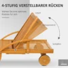 Houten vouwbare zonneligstoel met zijtafel, rol, ligstoel met 4 voudig verstelbare rugleuning, campingligstoel, tuinstoel tot 160 kg belastbaar, voor tuin strand, teak 6