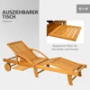 Houten vouwbare zonneligstoel met zijtafel, rol, ligstoel met 4 voudig verstelbare rugleuning, campingligstoel, tuinstoel tot 160 kg belastbaar, voor tuin strand, teak 7