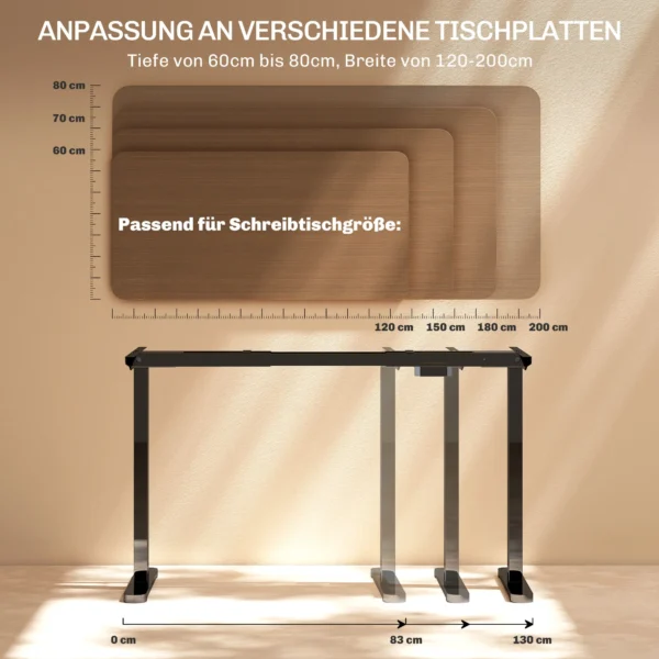 In hoogte verstelbaar bureauframe elektrisch tafelframe met 2 motoren & 3 geheugenbediening bureau poten met minder geluid, botsingsbescherming zwart 9