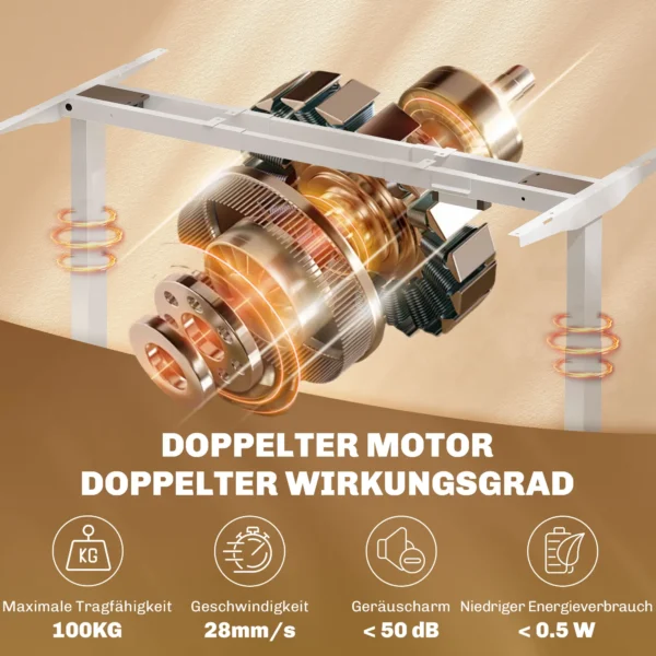 In hoogte verstelbaar bureauframe elektrisch tafelframe met 2 motoren & 3 geheugenbesturing bureau poten met minder lawaai, botsingsbescherming wit 6