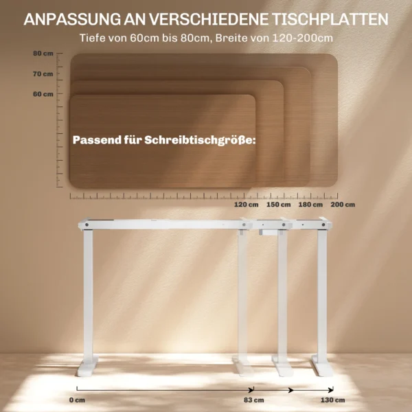 In hoogte verstelbaar bureauframe elektrisch tafelframe met 2 motoren & 3 geheugenbesturing bureau poten met minder lawaai, botsingsbescherming wit 9