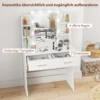 Kaptafel met dimbare led verlichting, make up tafel met spiegel, kaptafel met 2 lades, 6 open planken, voor slaapkamer, wit 6