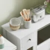 Keukenkast buffetkast met magnetronplank, magnetronkast met 3 deuren, lade, verstelbare planken, opbergkast voor keuken, eetkamer, woonkamer, wit 10