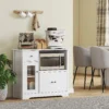 Keukenkast buffetkast met magnetronplank, magnetronkast met 3 deuren, lade, verstelbare planken, opbergkast voor keuken, eetkamer, woonkamer, wit 2