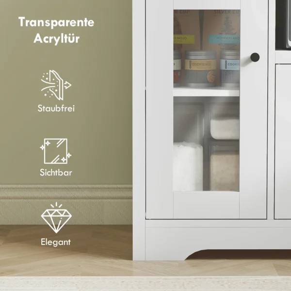 Keukenkast buffetkast met magnetronplank, magnetronkast met 3 deuren, lade, verstelbare planken, opbergkast voor keuken, eetkamer, woonkamer, wit 6