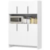 Keukenkast buffetkast met werkblad, 6 deuren, 4 kasten, hoge kast met geluidloze scharnieren, magnetronkast met modern ontwerp, wit 1