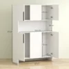 Keukenkast buffetkast met werkblad, 6 deuren, 4 kasten, hoge kast met geluidloze scharnieren, magnetronkast met modern ontwerp, wit 4
