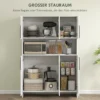 Keukenkast buffetkast met werkblad, 6 deuren, 4 kasten, hoge kast met geluidloze scharnieren, magnetronkast met modern ontwerp, wit 5