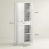 Keukenkast hoge kast met verstelbare planken, 4 deuren buffetkast met lade, voorraadkast met scandinavisch design, wit 4