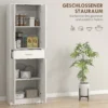 Keukenkast hoge kast met verstelbare planken, 4 deuren buffetkast met lade, voorraadkast met scandinavisch design, wit 5