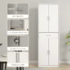 Keukenkast hoge kast met verstelbare planken, 4 deuren buffetkast met lade, voorraadkast met scandinavisch design, wit 7