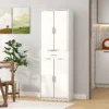 Keukenkast hoge kast met verstelbare planken, 4 deuren buffetkast met lade, voorraadkast met scandinavisch design, wit 8
