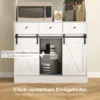 Keukenkast, hoge kast met werkblad, buffetkast met schuifdeuren, 3 lades, verstelbare planken, opbergkast voor keuken eetkamer 93,5x40x180 cm wit 6