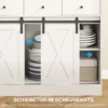 Keukenkast, hoge kast met werkblad, buffetkast met schuifdeuren, 3 lades, verstelbare planken, opbergkast voor keuken eetkamer 93,5x40x180 cm wit 8