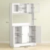 Keukenkast hoge kast met werkblad buffetkast met verstelbare planken, 5 deuren, voorraadkast met glazen deuren, scandinavisch ontwerp, wit 4