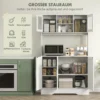 Keukenkast hoge kast met werkblad buffetkast met verstelbare planken, 5 deuren, voorraadkast met glazen deuren, scandinavisch ontwerp, wit 5