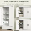 Keukenkast hoge kast met werkblad buffetkast met verstelbare planken, 5 deuren, voorraadkast met glazen deuren, scandinavisch ontwerp, wit 6