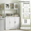 Keukenkast hoge kast met werkblad buffetkast met verstelbare planken, 5 deuren, voorraadkast met glazen deuren, scandinavisch ontwerp, wit 7