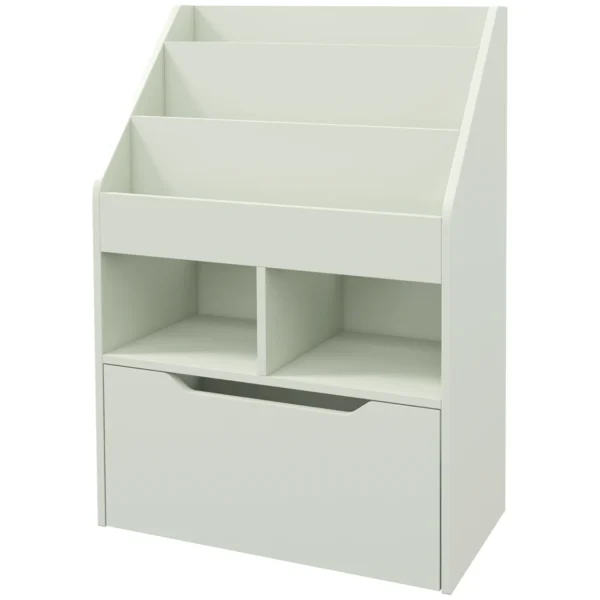 Kinder boekenkast kinderkast met lade, 3 opbergvakken en 2 open vakken, opbergrek voor kinderkamer, speelkamer, lichtgroen, 60 x 29,9 x 90 cm 1