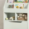 Kinder boekenkast kinderkast met lade, 3 opbergvakken en 2 open vakken, opbergrek voor kinderkamer, speelkamer, lichtgroen, 60 x 29,9 x 90 cm 10