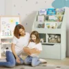 Kinder boekenkast kinderkast met lade, 3 opbergvakken en 2 open vakken, opbergrek voor kinderkamer, speelkamer, lichtgroen, 60 x 29,9 x 90 cm 2