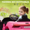 Kinder elektrische auto 12v kinderwagen met 2,4 ghz afstandsbediening, 2 motor, kinderrijtuig met 4 geveerde wielen, claxon, koplampen, muziek, zacht start, hulpwiel, voor 3 5 jaar, roze 10