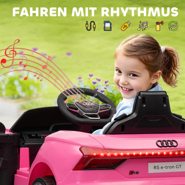 Kinder elektrische auto 12v kinderwagen met 2,4 ghz afstandsbediening, 2 motor, kinderrijtuig met 4 geveerde wielen, claxon, koplampen, muziek, zacht start, hulpwiel, voor 3 5 jaar, roze 10