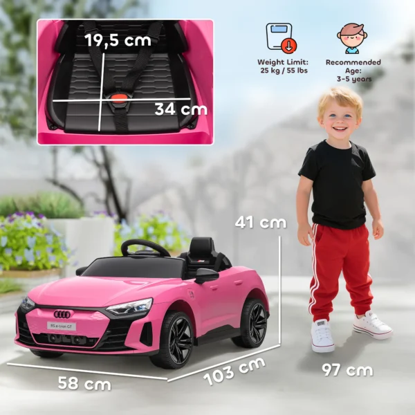 Kinder elektrische auto 12v kinderwagen met 2,4 ghz afstandsbediening, 2 motor, kinderrijtuig met 4 geveerde wielen, claxon, koplampen, muziek, zacht start, hulpwiel, voor 3 5 jaar, roze 4