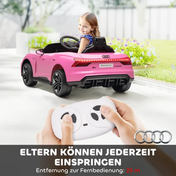 Kinder elektrische auto 12v kinderwagen met 2,4 ghz afstandsbediening, 2 motor, kinderrijtuig met 4 geveerde wielen, claxon, koplampen, muziek, zacht start, hulpwiel, voor 3 5 jaar, roze 6