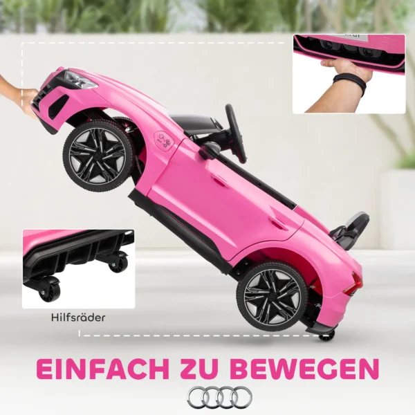 Kinder elektrische auto 12v kinderwagen met 2,4 ghz afstandsbediening, 2 motor, kinderrijtuig met 4 geveerde wielen, claxon, koplampen, muziek, zacht start, hulpwiel, voor 3 5 jaar, roze 7