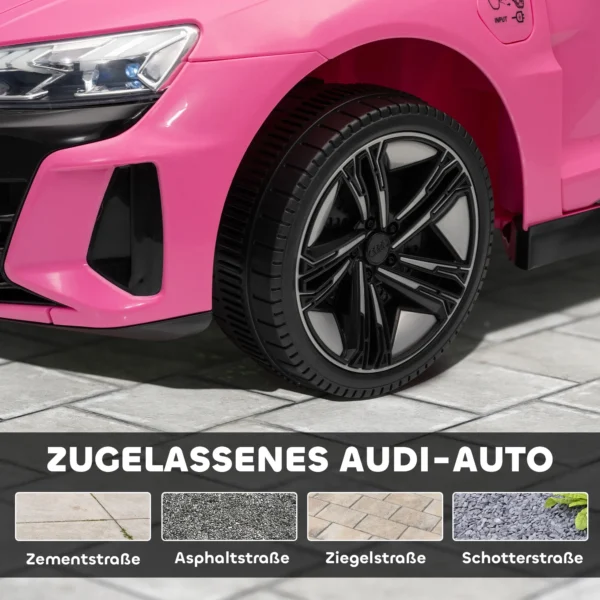 Kinder elektrische auto 12v kinderwagen met 2,4 ghz afstandsbediening, 2 motor, kinderrijtuig met 4 geveerde wielen, claxon, koplampen, muziek, zacht start, hulpwiel, voor 3 5 jaar, roze 9