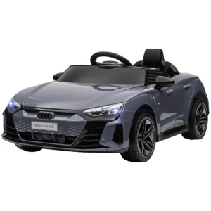 Kinder elektrische auto 12v kinderwagen met 2,4 ghz afstandsbediening, 2 motor, kinderrijtuig met 4 geveerde wielen, claxon, koplampen, muziek, zachte start, hulpwiel, voor 3 5 jaar, grijs 1
