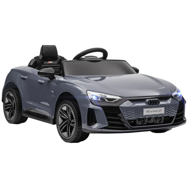Kinder elektrische auto 12v kinderwagen met 2,4 ghz afstandsbediening, 2 motor, kinderrijtuig met 4 geveerde wielen, claxon, koplampen, muziek, zachte start, hulpwiel, voor 3 5 jaar, grijs 7