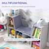 Kinderboekenkast met zitkruk kinderbank met 6 vakken zitkist met 3 kussens speelgoedkist vanaf 3 jaar grijs 103 x 30 x 62 cm 6