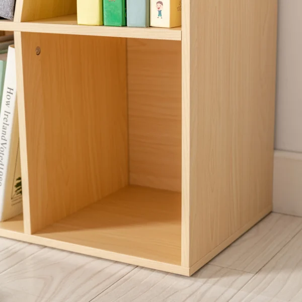 Kinderboekenkast met zitkruk kinderbank met 6 vakken zitkist met 3 kussens speelgoedkist vanaf 3 jaar grijs+natuur 103 x 30 x 62 cm 8