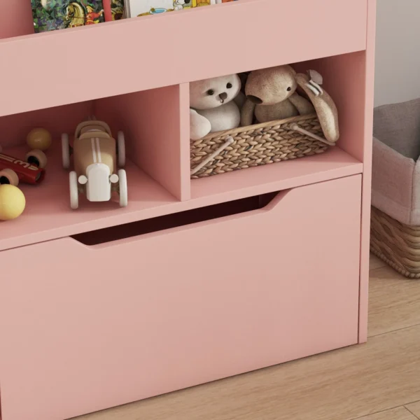 Kinderen boekenkast kinderkast met lade, 3 opbergvakken en 2 open vakken, opbergrek voor kinderkamer, speelkamer, roze, 60 x 29,9 x 90 cm 9