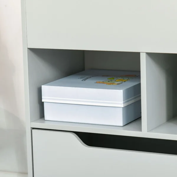 Kinderen boekenkast met lade, 3 opbergvakken en 2 open vakken, opbergrek voor kinderkamer, speelkamer, grijs, 60 x 29,9 x 90 cm 10