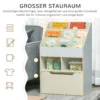 Kinderen boekenkast met lade, 3 opbergvakken en 2 open vakken, opbergrek voor kinderkamer, speelkamer, grijs, 60 x 29,9 x 90 cm 5