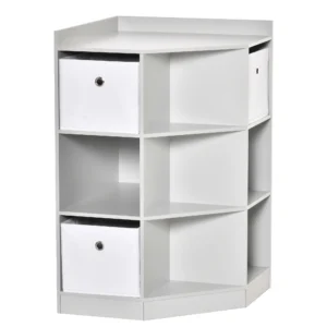Kinderhoekrek met 3 opbergdozen kinderkamer speelgoedopslag voor 3 12 jaar kinderen grijs 57,4 x 57,4 x 94 cm 1