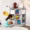 Kinderhoekrek met 3 opbergdozen kinderkamer speelgoedopslag voor 3 12 jaar kinderen grijs 57,4 x 57,4 x 94 cm 2