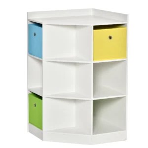 Kinderhoekrek met 3 opbergdozen kinderkamer speelgoedopslag voor kinderen van 3 12 jaar wit 57,4 x 57,4 x 94 cm 1
