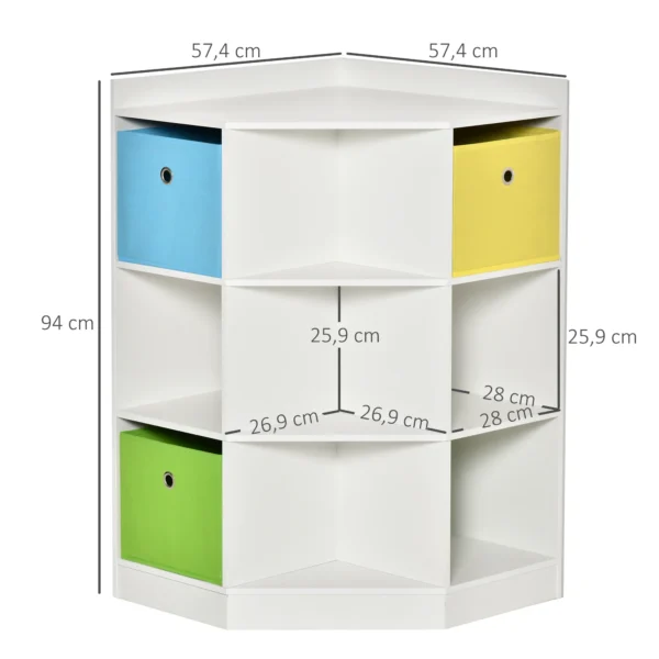 Kinderhoekrek met 3 opbergdozen kinderkamer speelgoedopslag voor kinderen van 3 12 jaar wit 57,4 x 57,4 x 94 cm 4