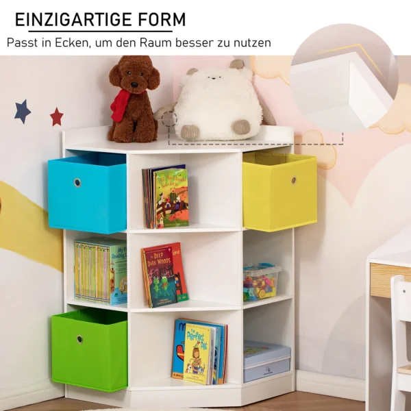 Kinderhoekrek met 3 opbergdozen kinderkamer speelgoedopslag voor kinderen van 3 12 jaar wit 57,4 x 57,4 x 94 cm 8