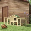 Kippenhok 204 x 85 x 93 cm kippenren met nestkast vrijloop kippenhuis van hout met zitstokken waterdichte verf, voor 2 4 kippen natuurhout 2
