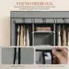 Kledingkast stoffenkast met kledingstang, lades, rits vouwkast voor slaapkamer, kleedkamer, 125 x 43 x 162,5 cm, lichtgrijs 6