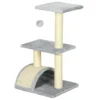 Krabpaal 72 cm kattentoren met pluche ballen, sisal stammen, platform, krabplank meerlaagse kattenkrabpaal, klimboom, voor middelgrote katten, lichtgrijs 1