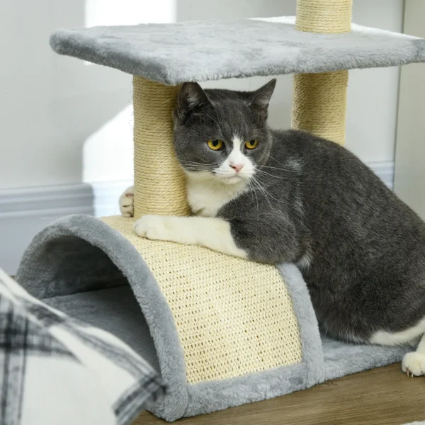 Krabpaal 72 cm kattentoren met pluche ballen, sisal stammen, platform, krabplank meerlaagse kattenkrabpaal, klimboom, voor middelgrote katten, lichtgrijs 8