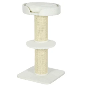 Krabpaal 91 cm kattentoren met sisalstammen, platform, kussen meerlaagse kattenkrabpaal, klimboom, voor middelgrote katten, roomwit 1